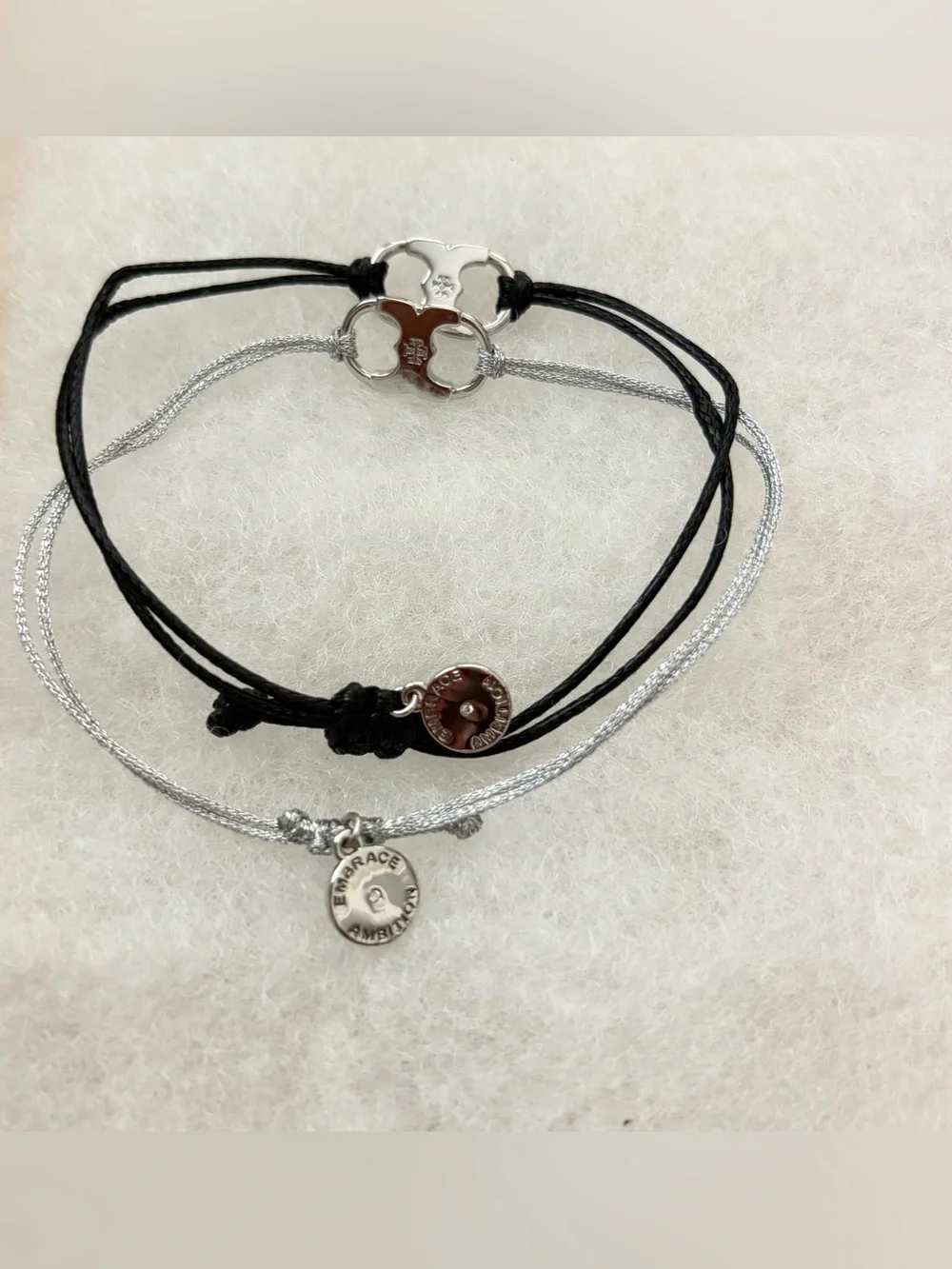 Tory Burch set of 3 /ELEANOR PAVÉ HINGED CUFF Silver/2 EMBRACE AMBITION BRACELET